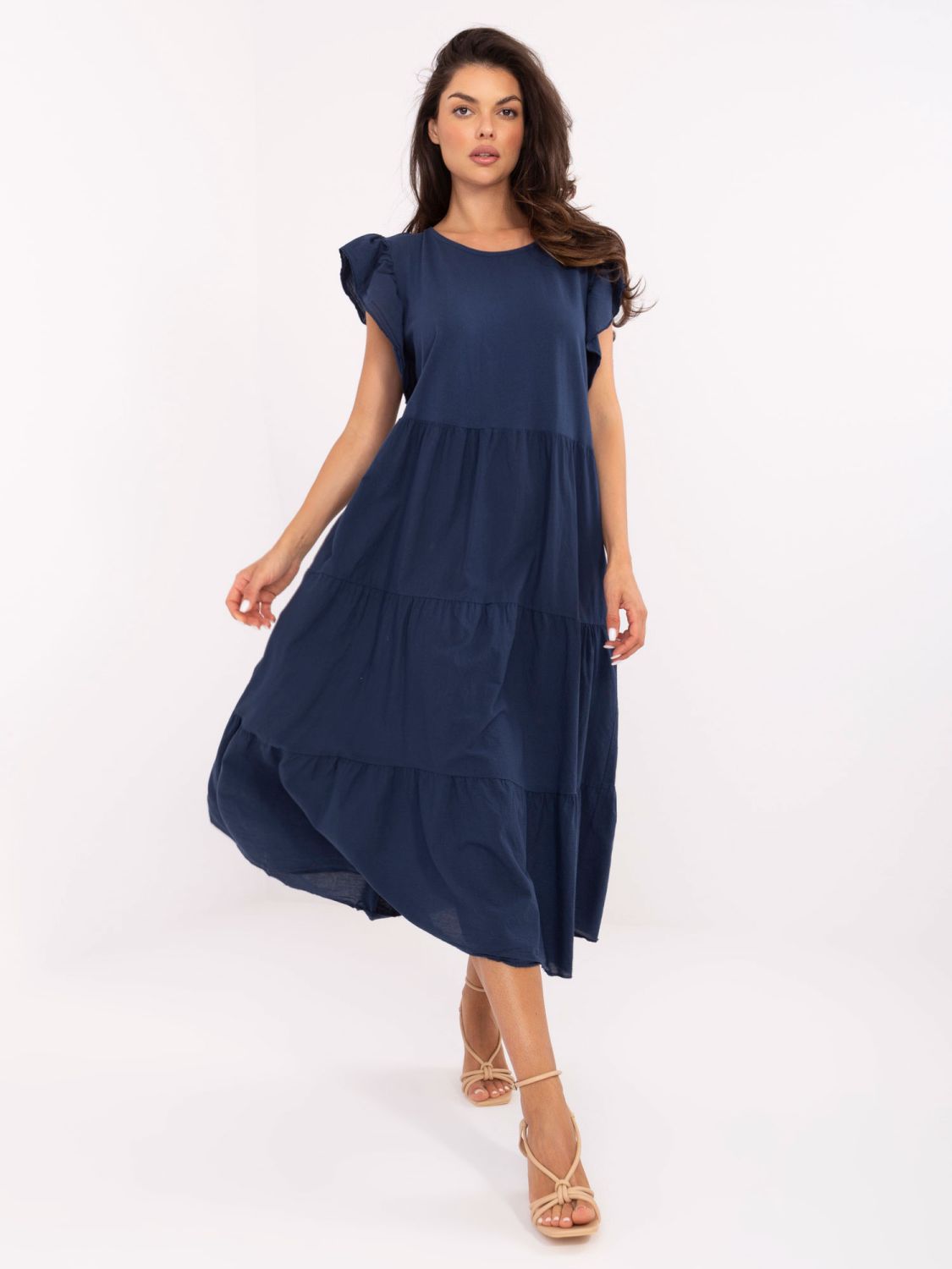 Oversize blue dress with ruffles