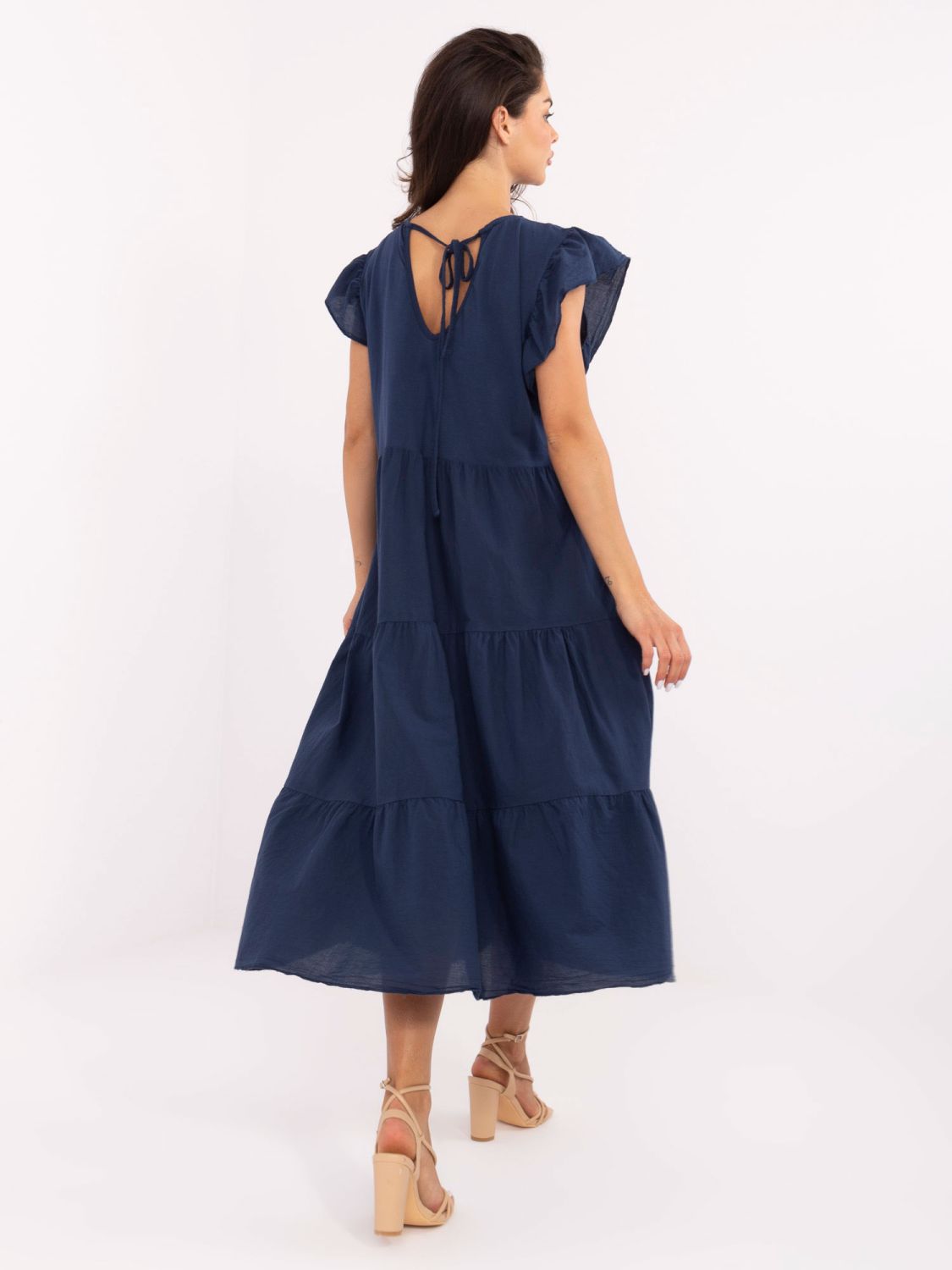 Oversize blue dress with ruffles
