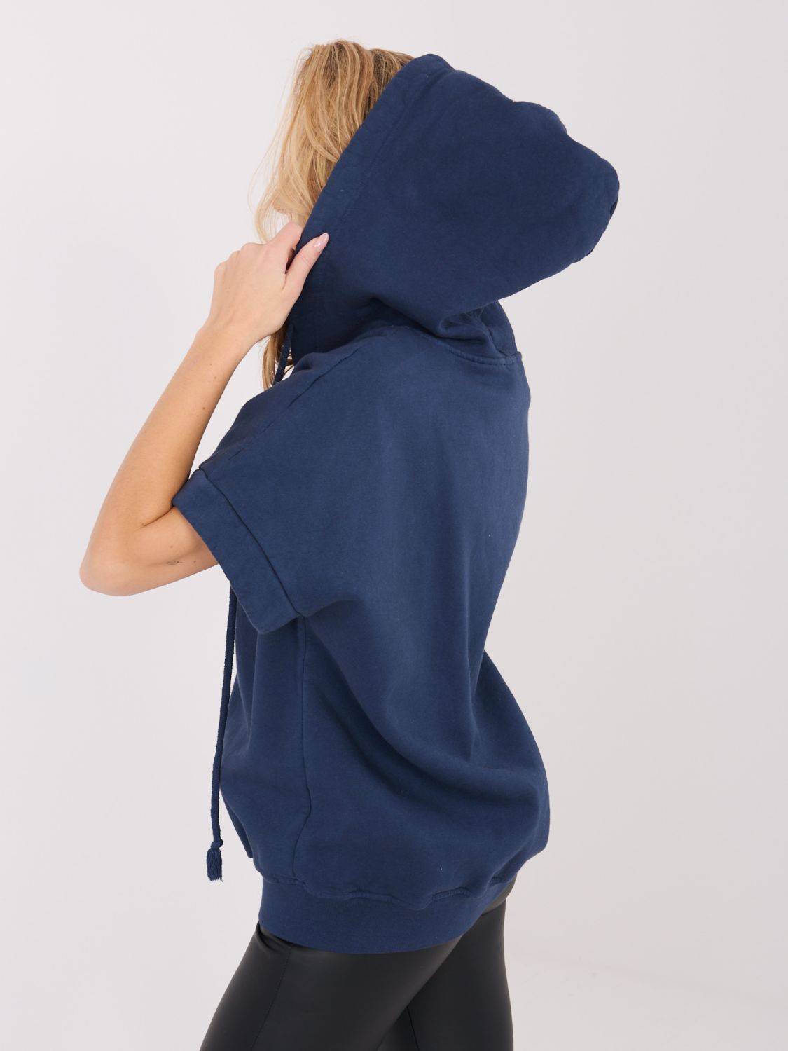 Stylish navy blue hoodie with zipper