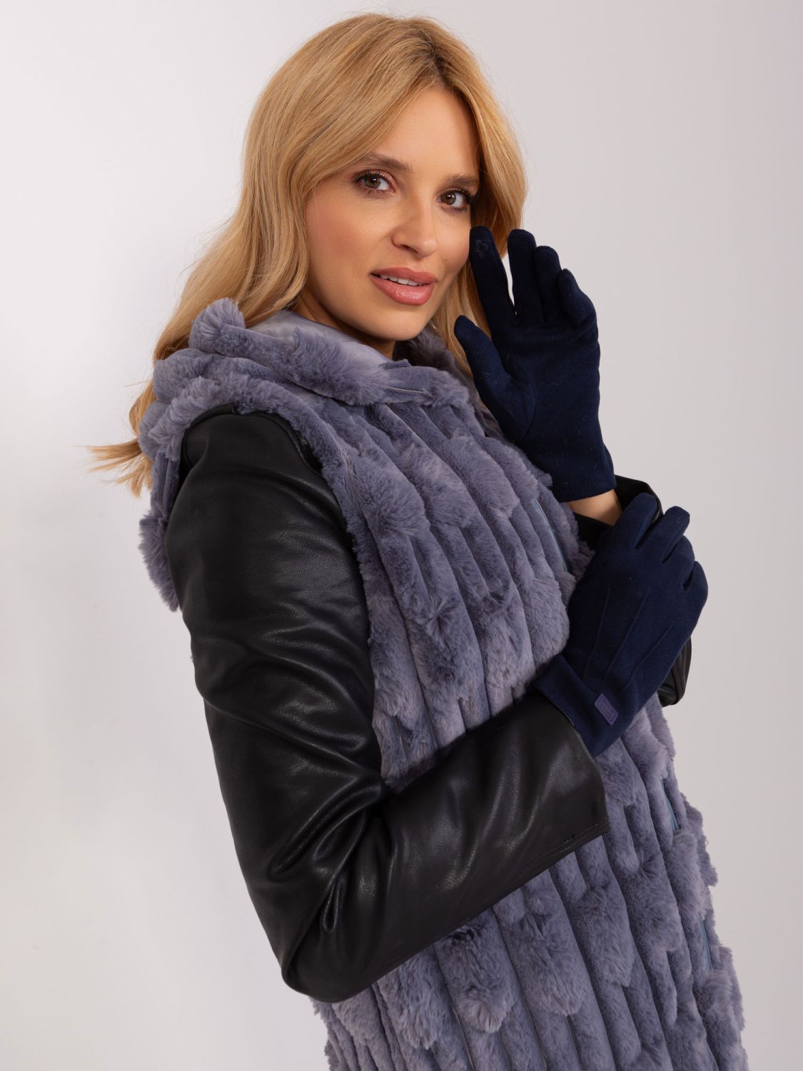 Smooth Blue Gloves with Warm Lining