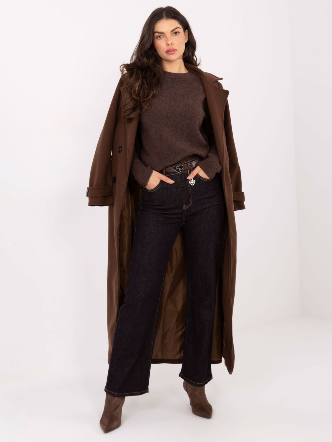 Women's dark blue straight-leg high-waisted jeans