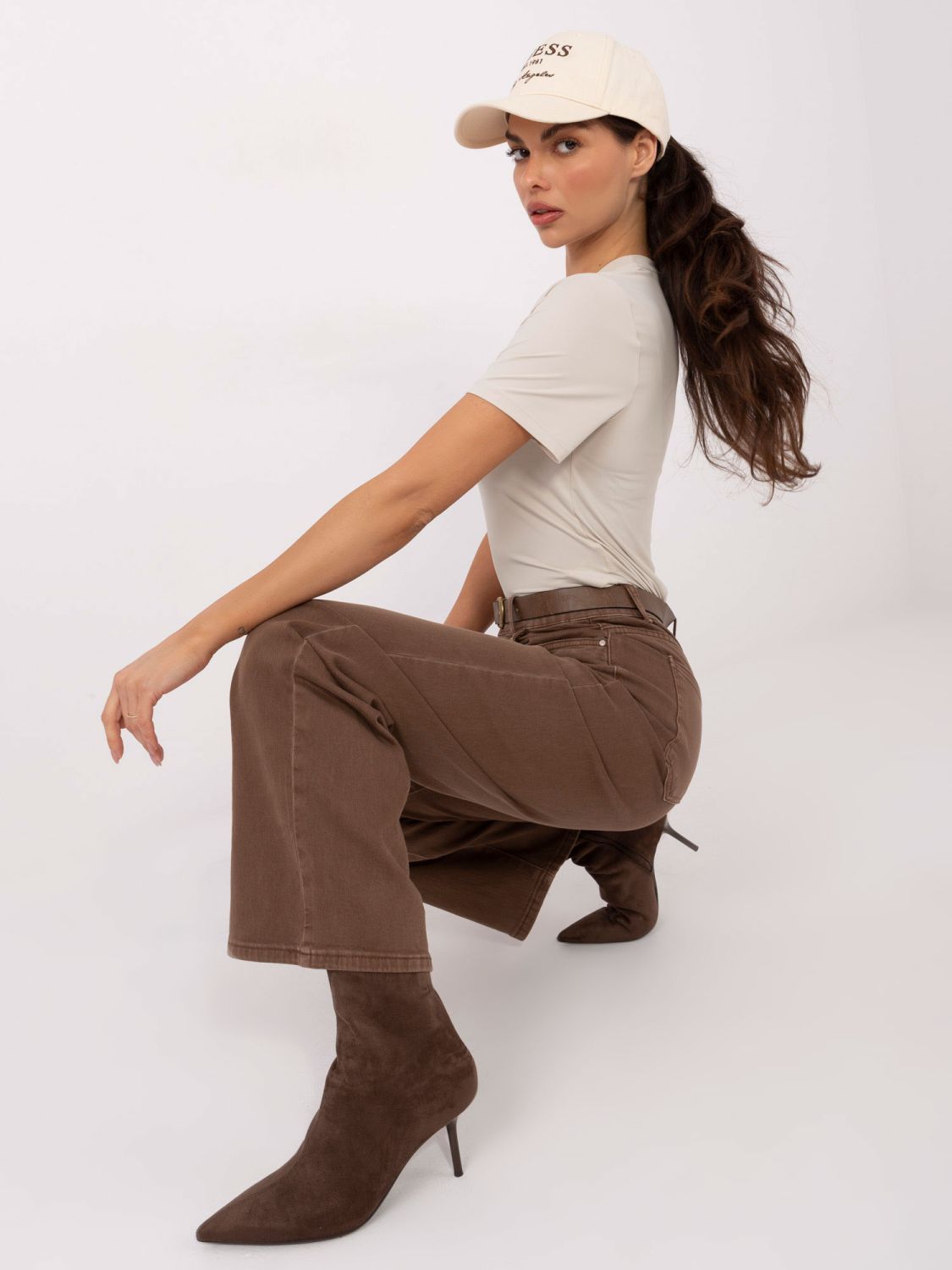 Beige smooth short-sleeve blouse