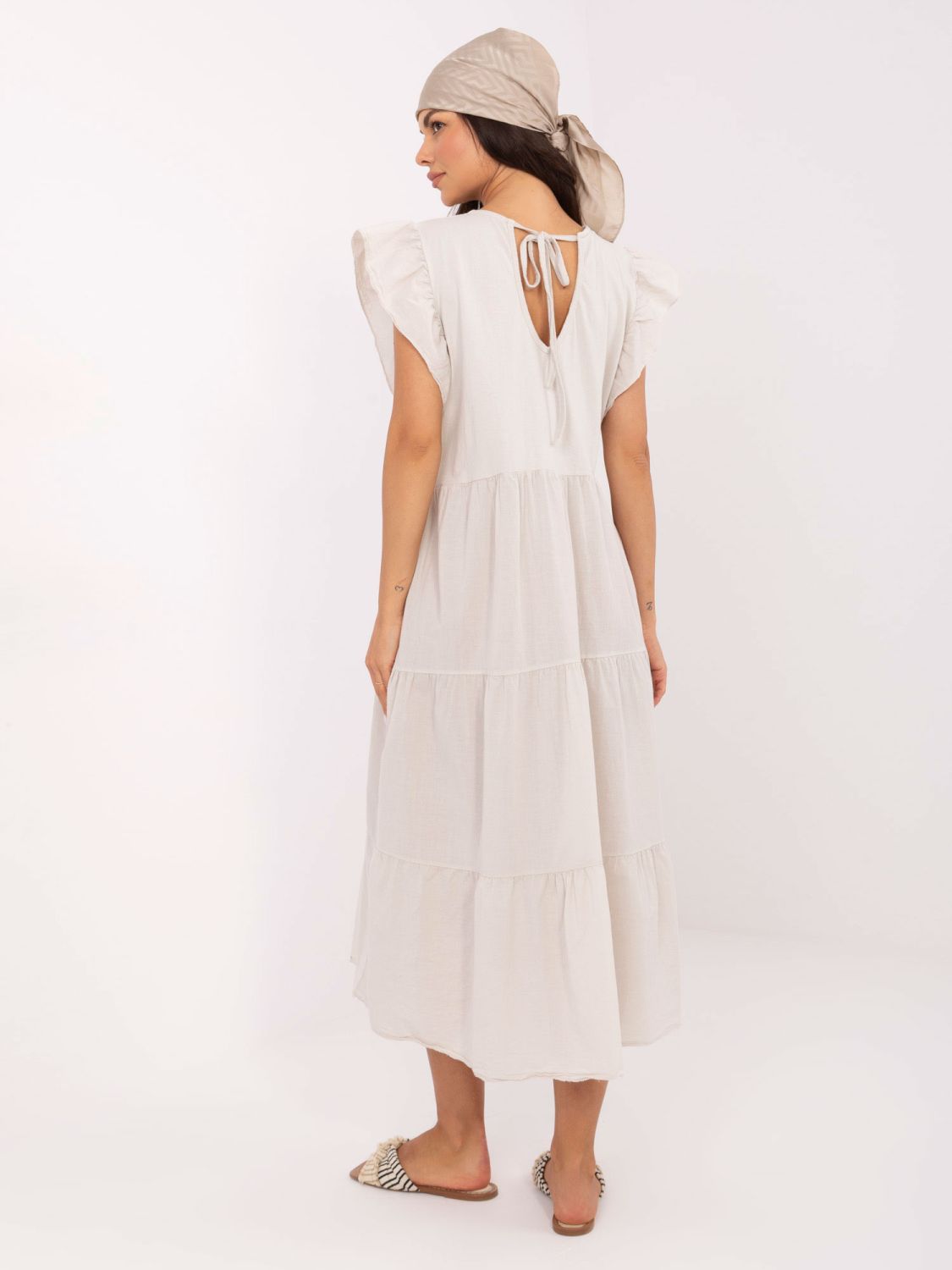 Oversize Beige Dress with Ruffle