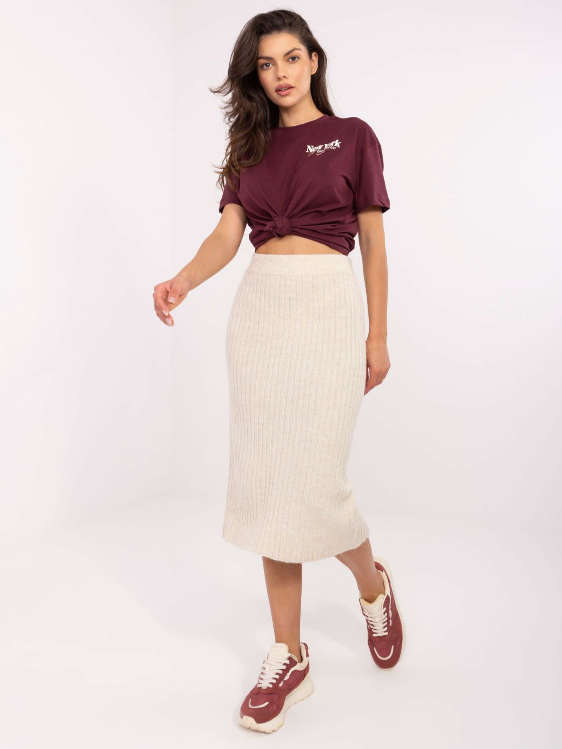 Midi Skirt in Light Beige