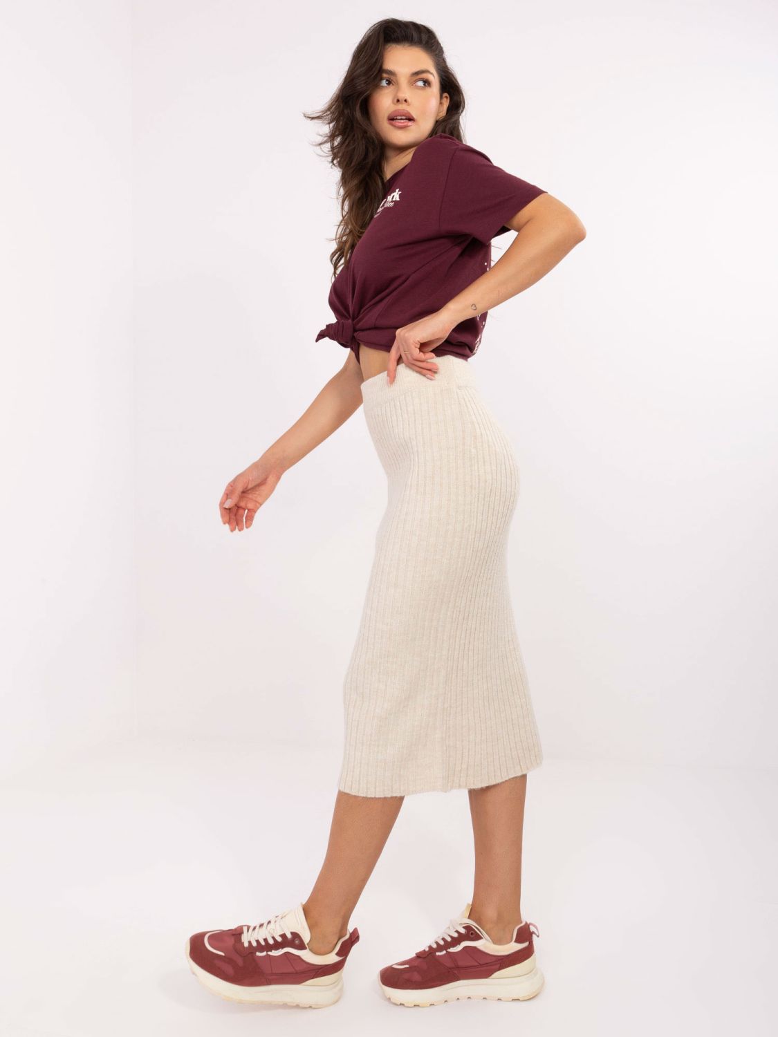 Midi Skirt in Light Beige