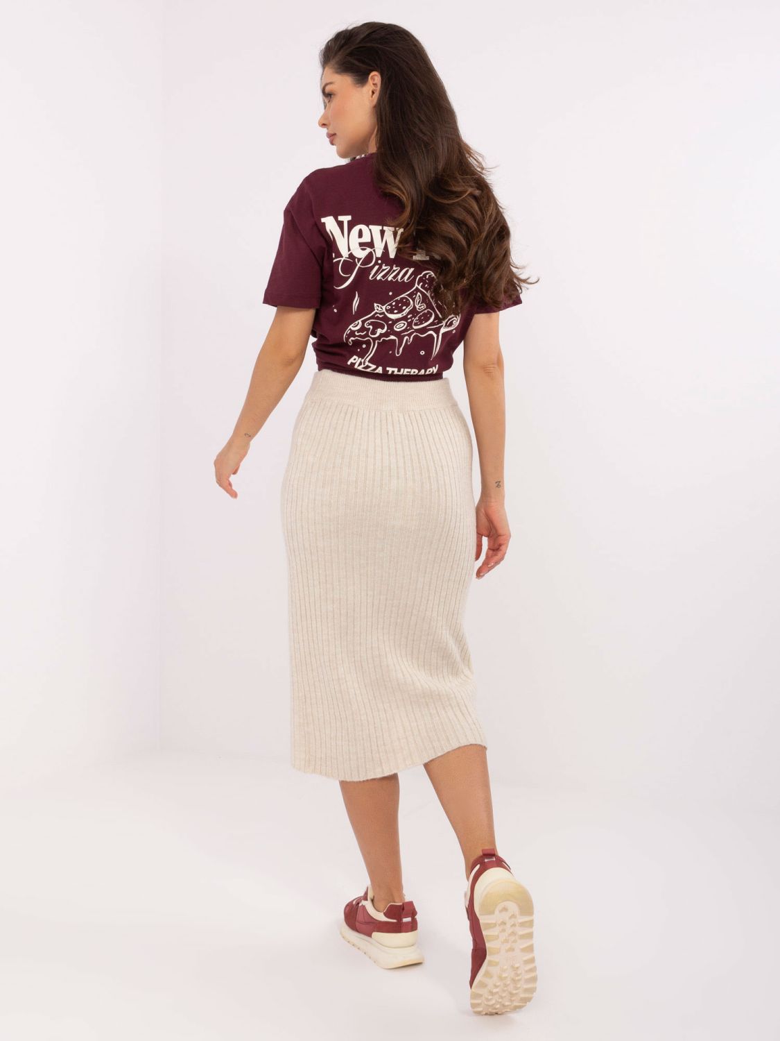 Midi Skirt in Light Beige