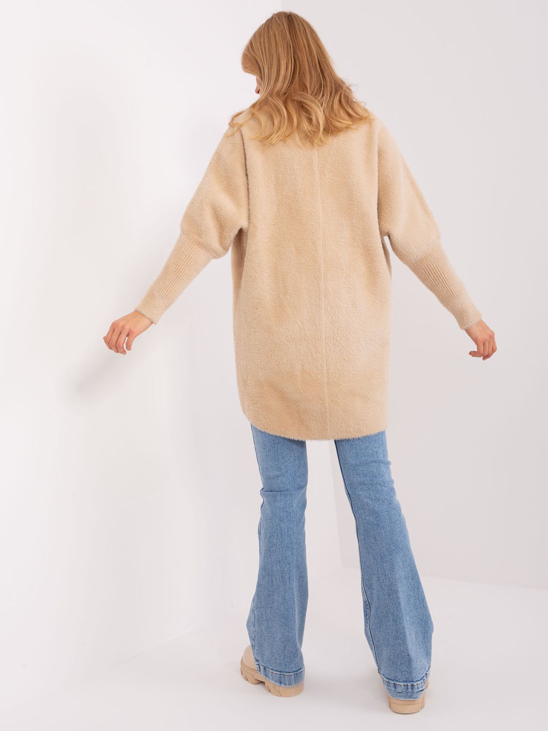 Light Beige Transitional Alpaca Wool Coat