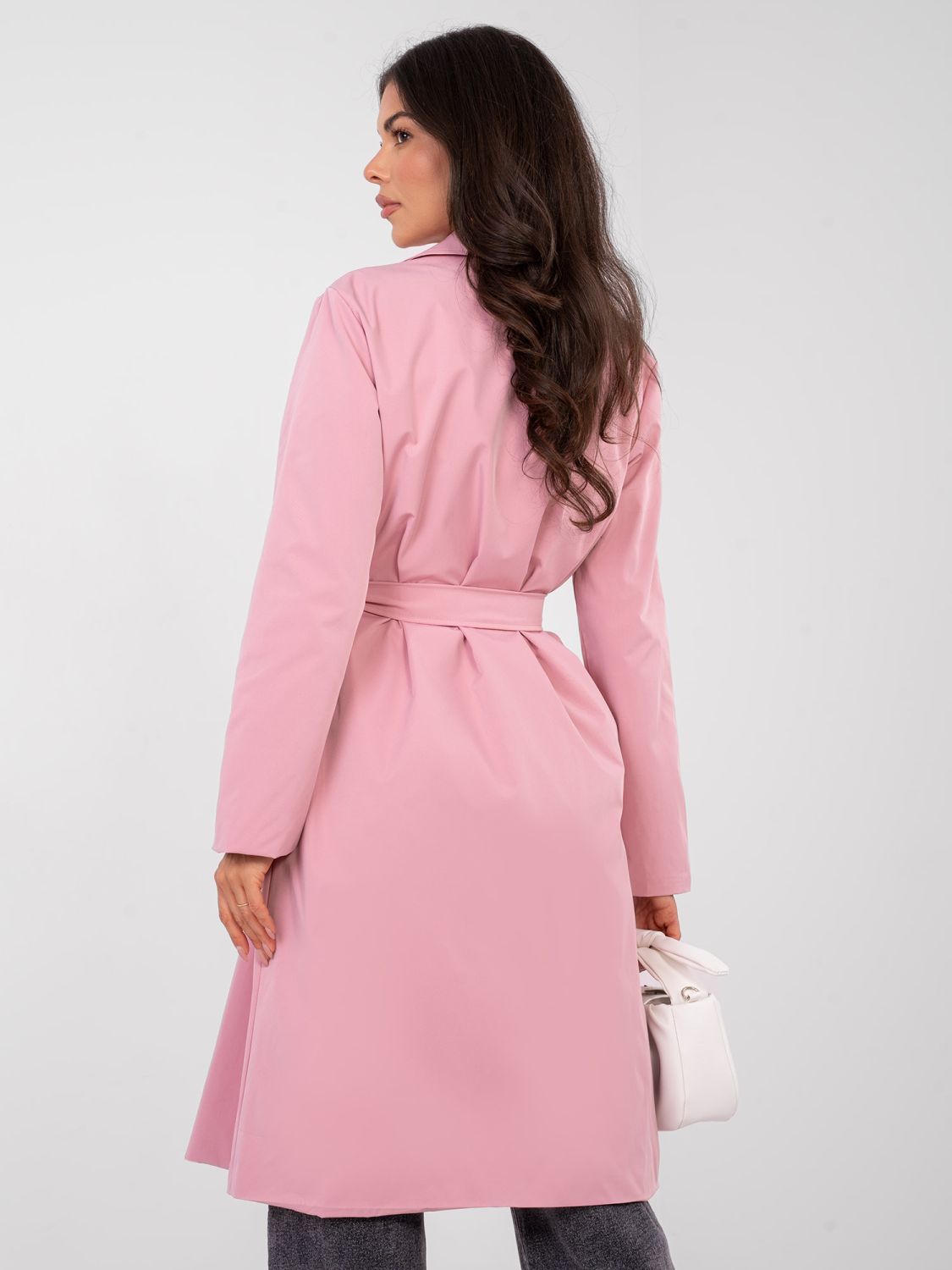 Light Pink Transitional Trench Coat with Belt