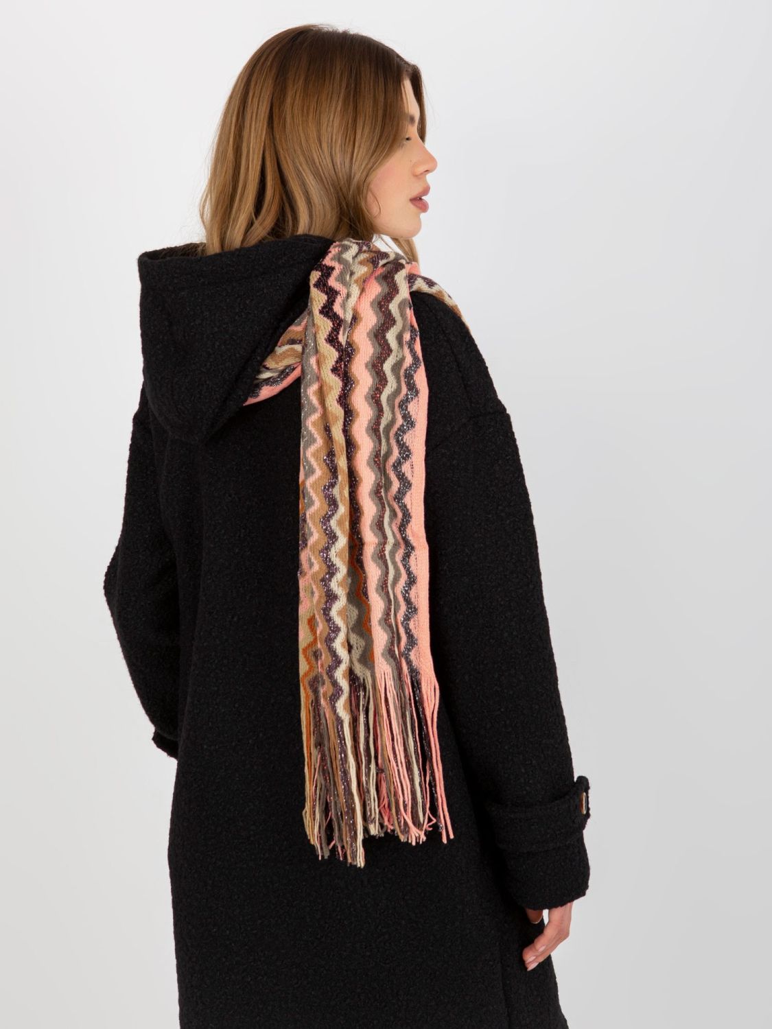 Light Pink Patterned Scarf with Shiny Thread