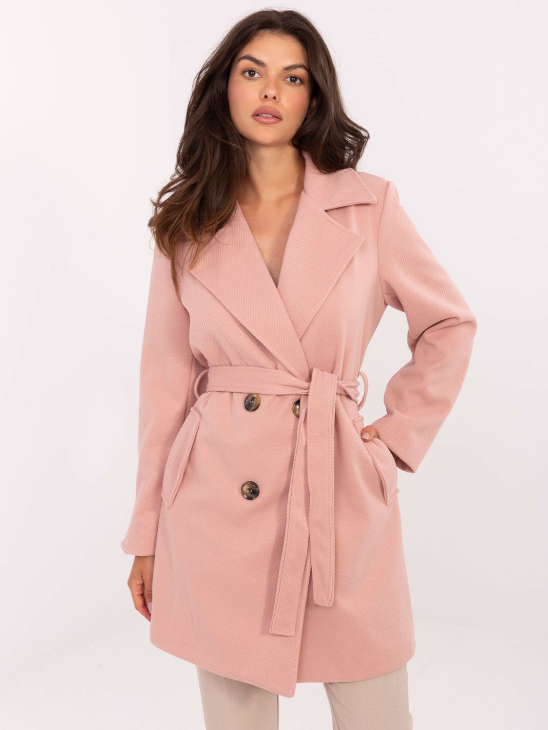 Elegant Transitional Coat in Light Pink