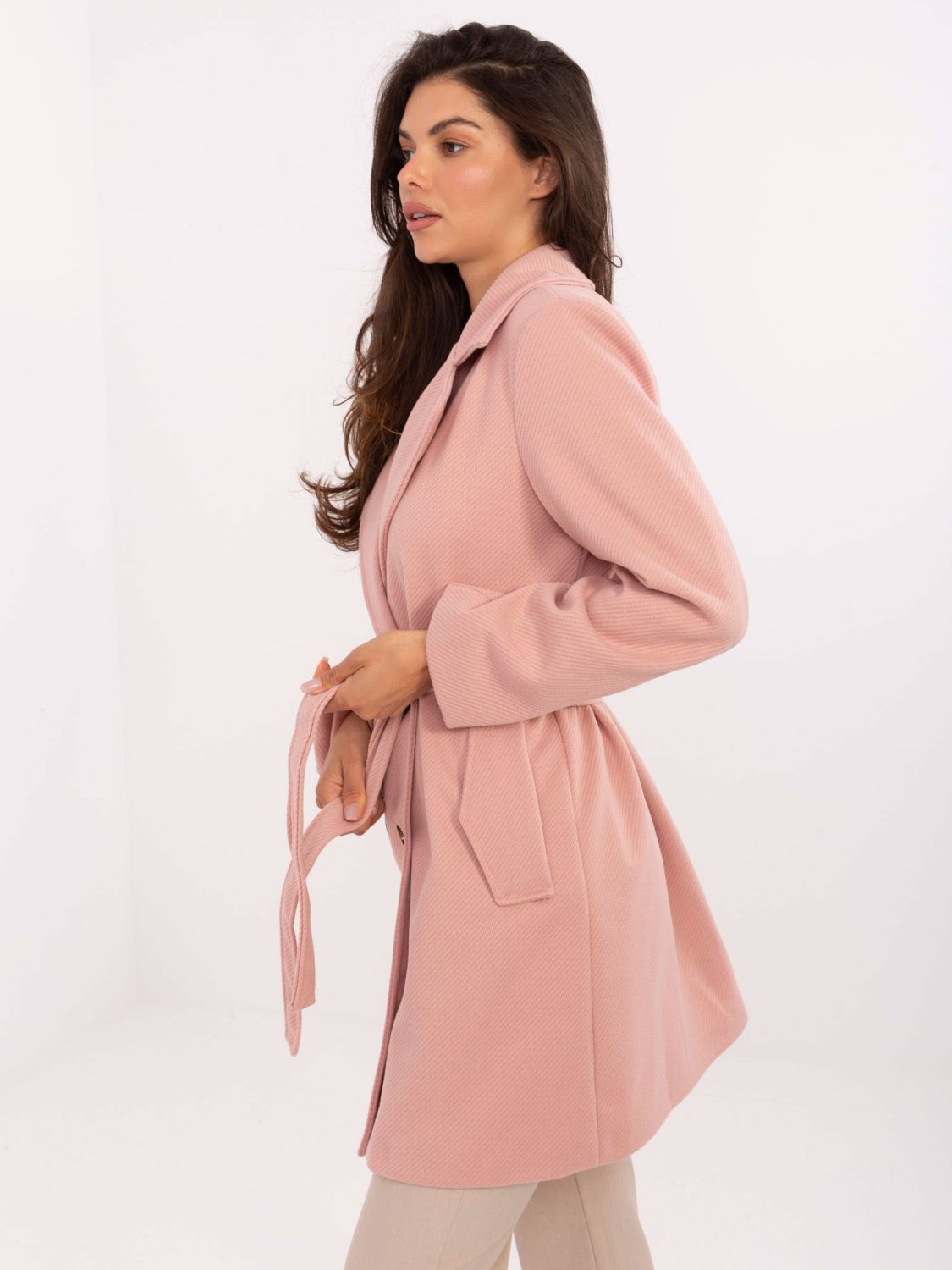 Elegant Transitional Coat in Light Pink
