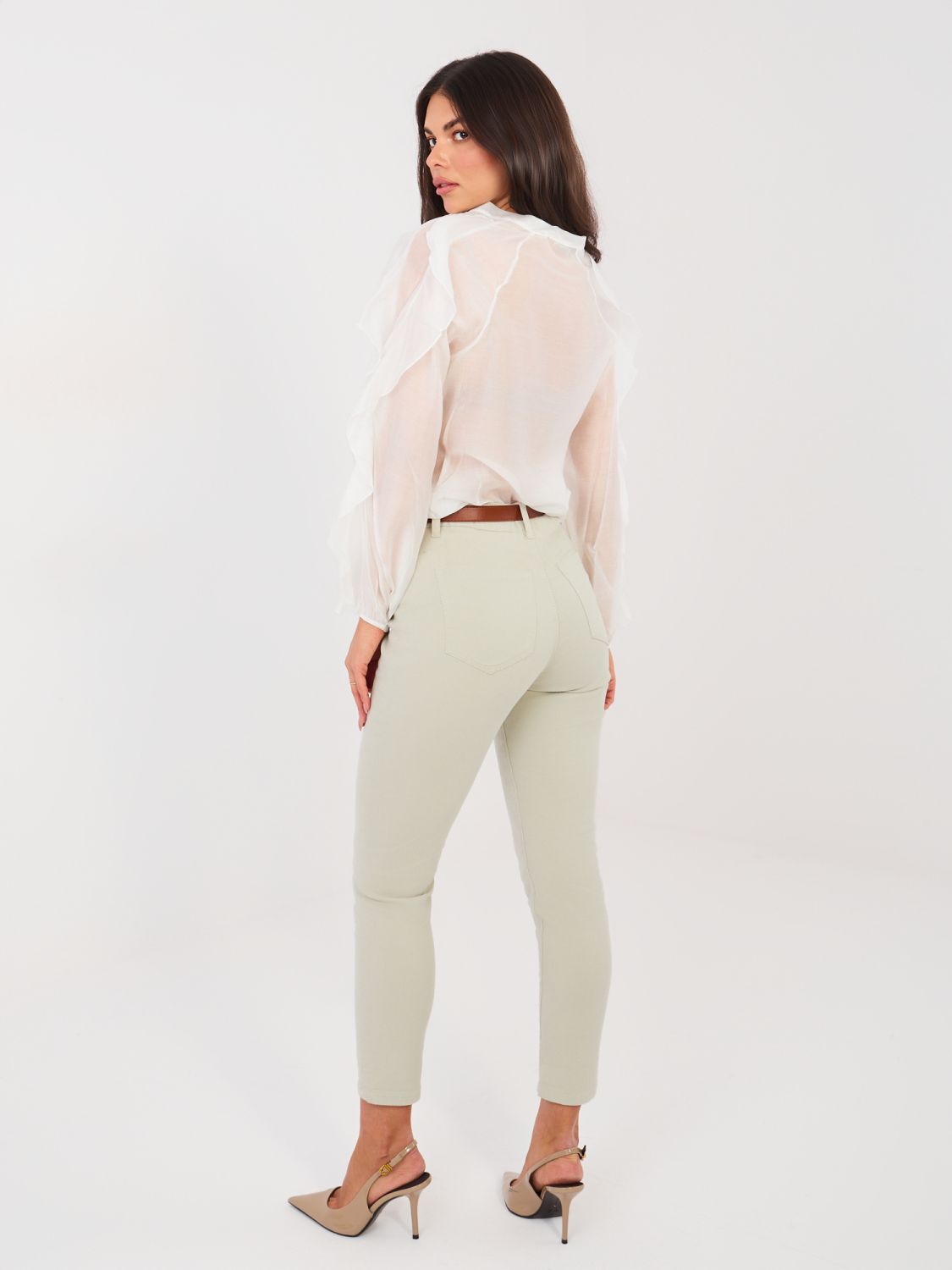 Light Grey Skinny Jeans with High Waist