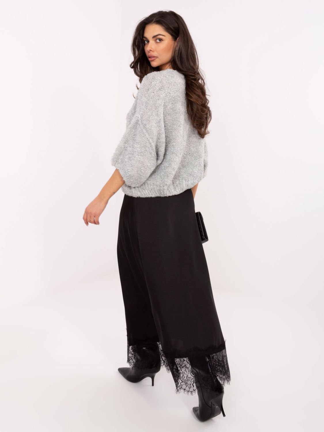 Elegant buttoned knit cardigan, light grey