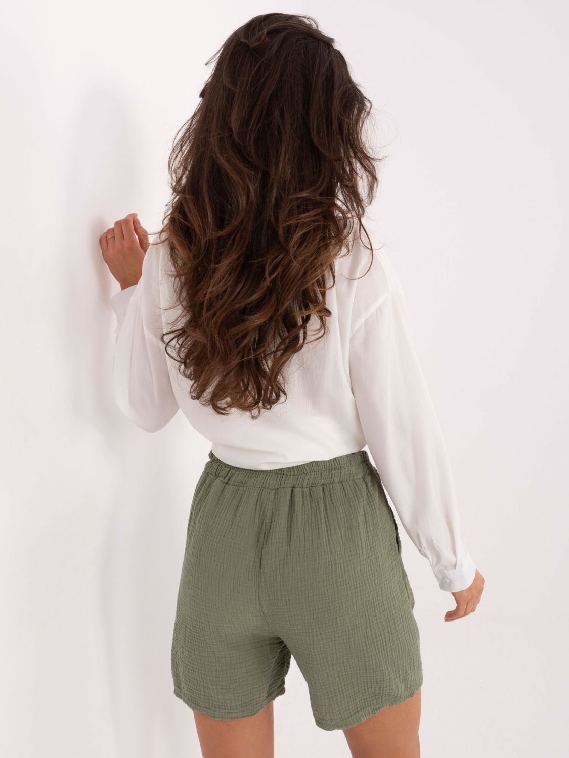 Khaki High-Waisted Shorts