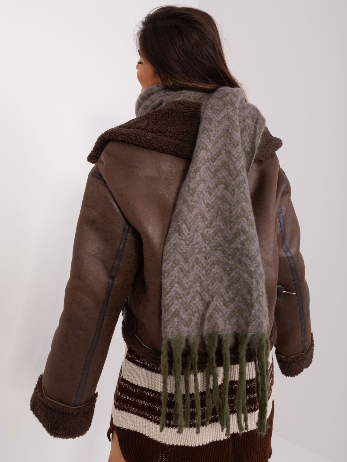 Women's Winter Scarf in Khaki-Purple