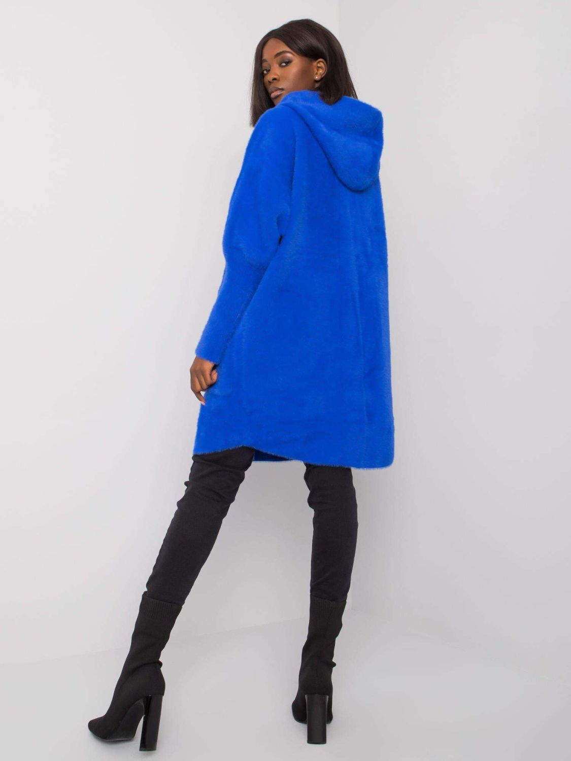 Cobalt Blue Alpaca Coat with Hood