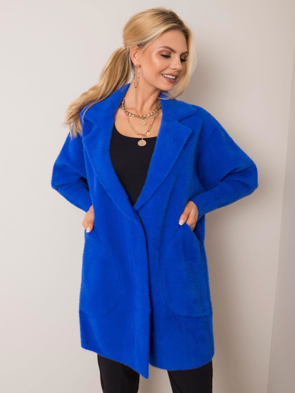 Cobalt Alpaca Fluffy Coat