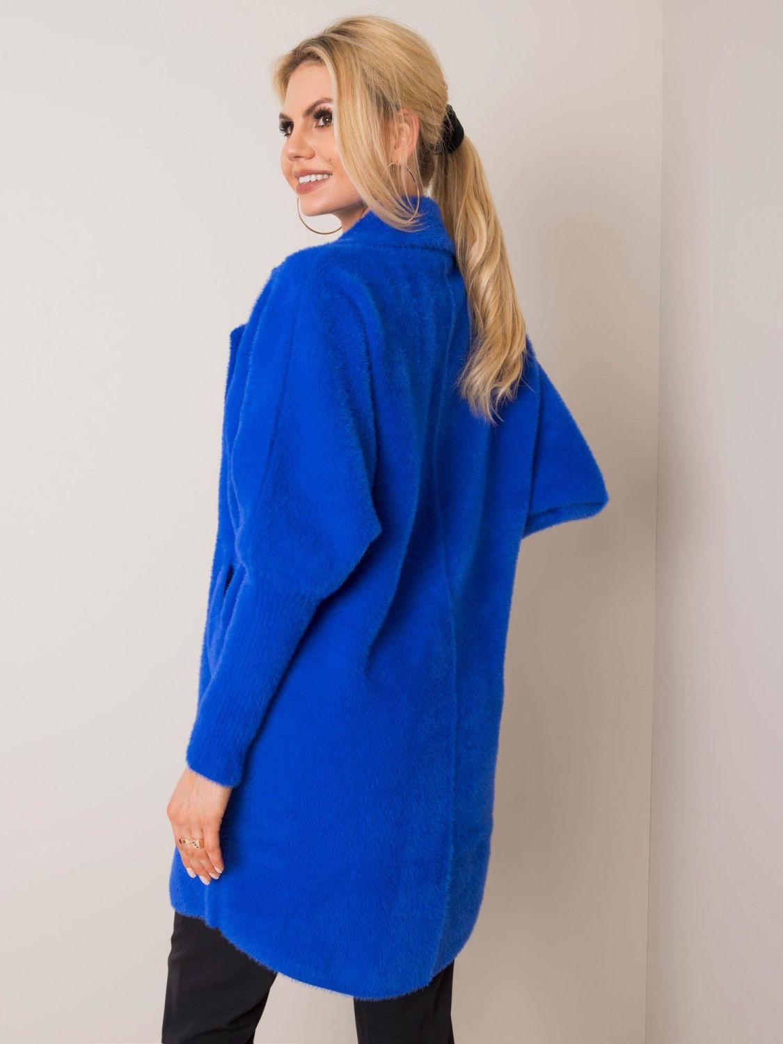 Cobalt Alpaca Fluffy Coat