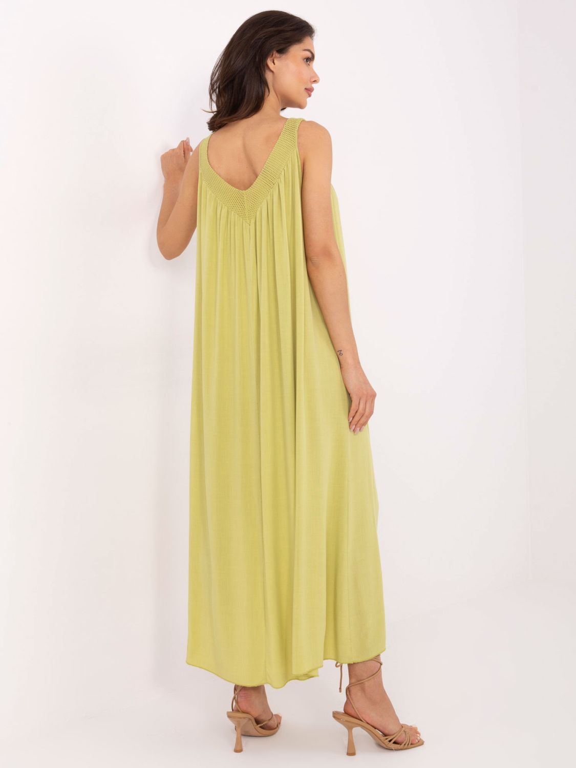 Lime Green Oversize Dress with V-Neck