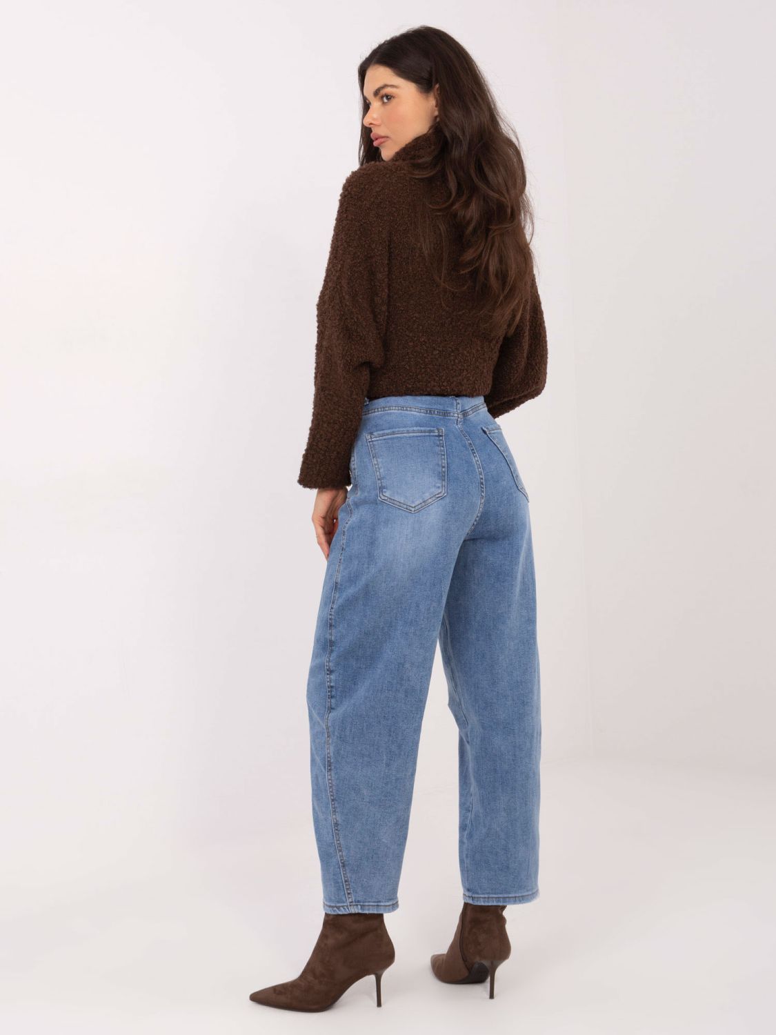 Women's balloon fit high-waisted jeans, blue