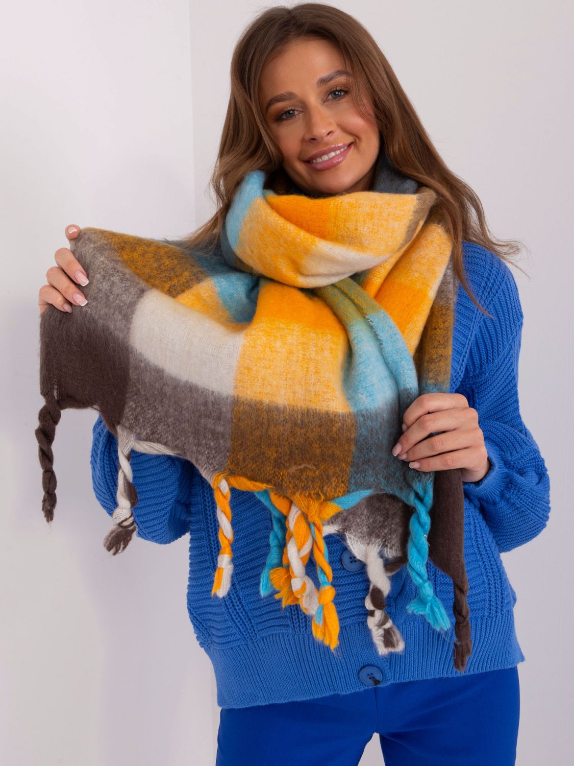 Brown Scarf with Fringes