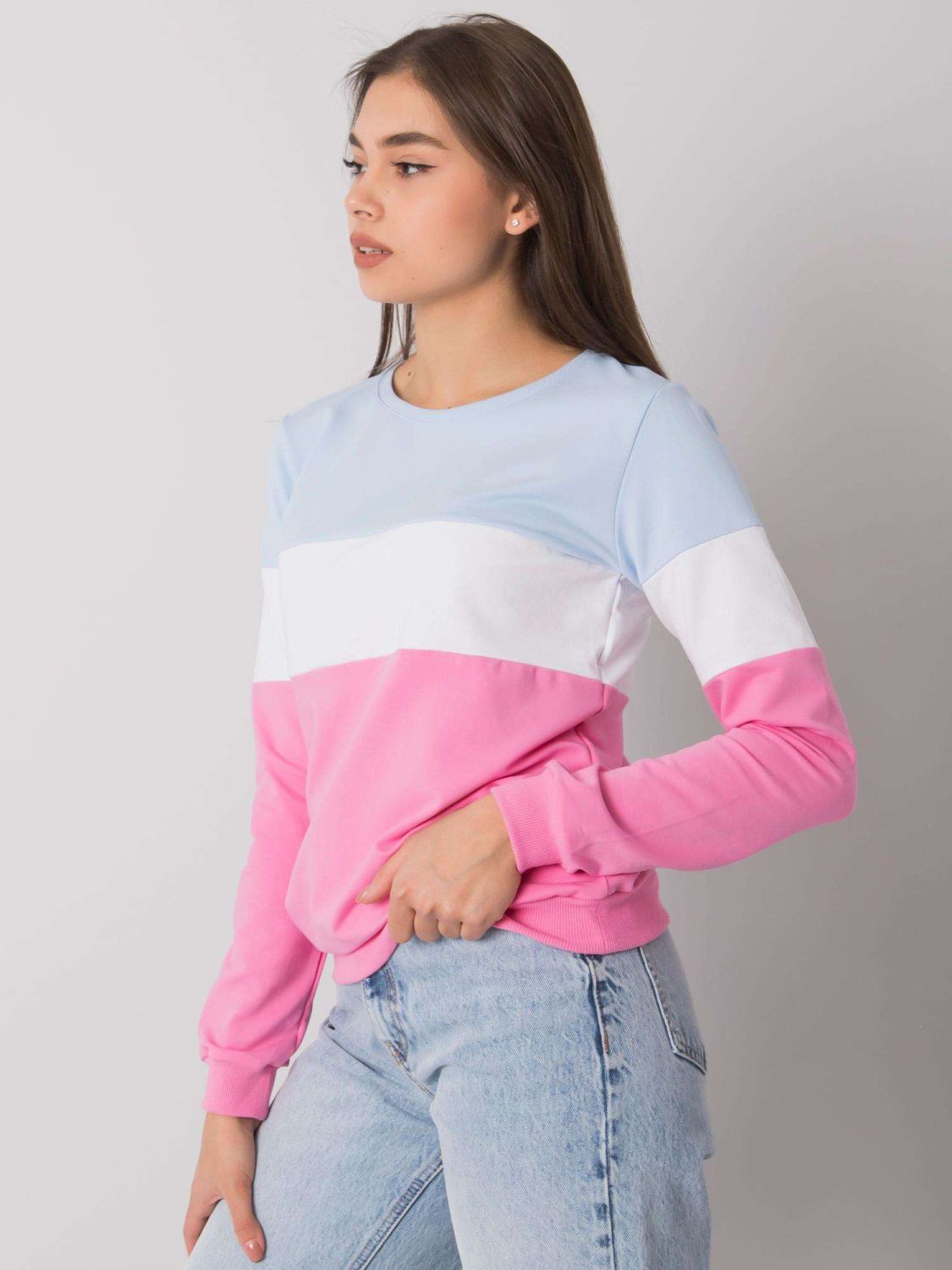 Pink and Blue Sweatshirt without Hood