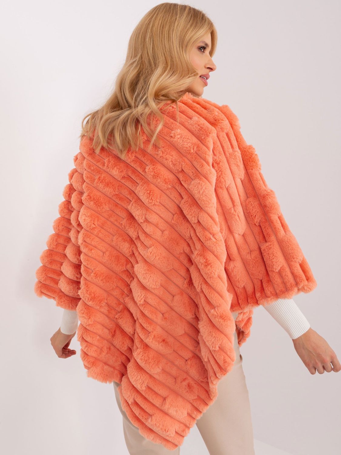 Orange poncho with lining and short sleeves