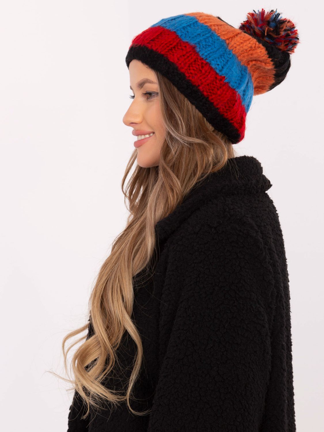 Striped Beanie with Pom-Pom