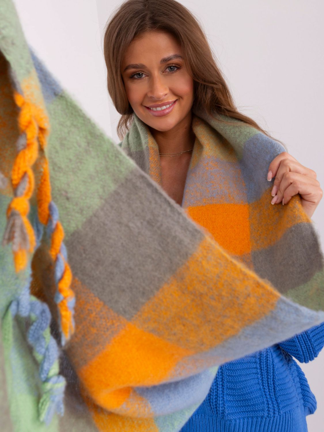 Elegant Orange Scarf with Fringes