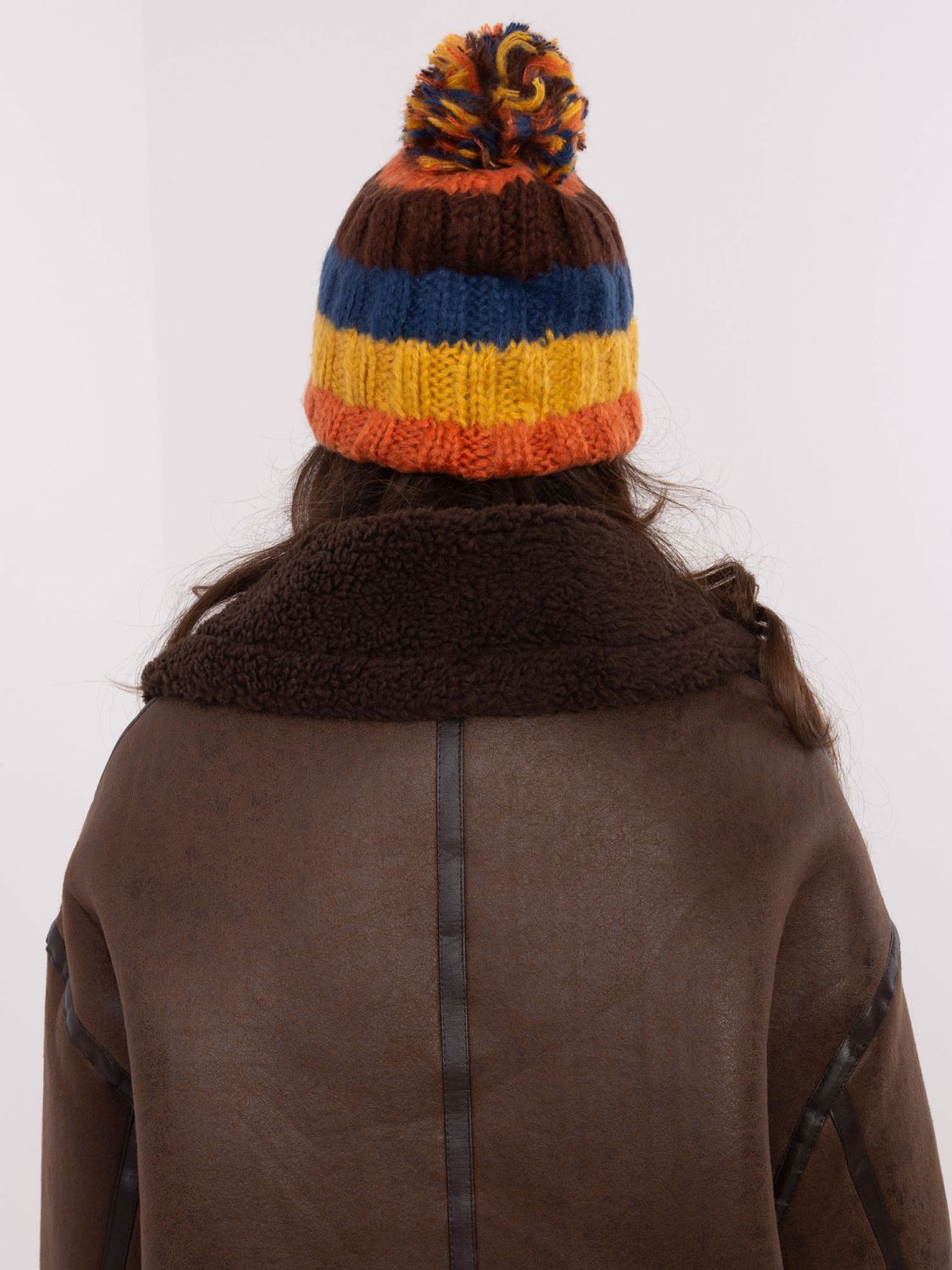 Striped Winter Beanie with Pom-Pom