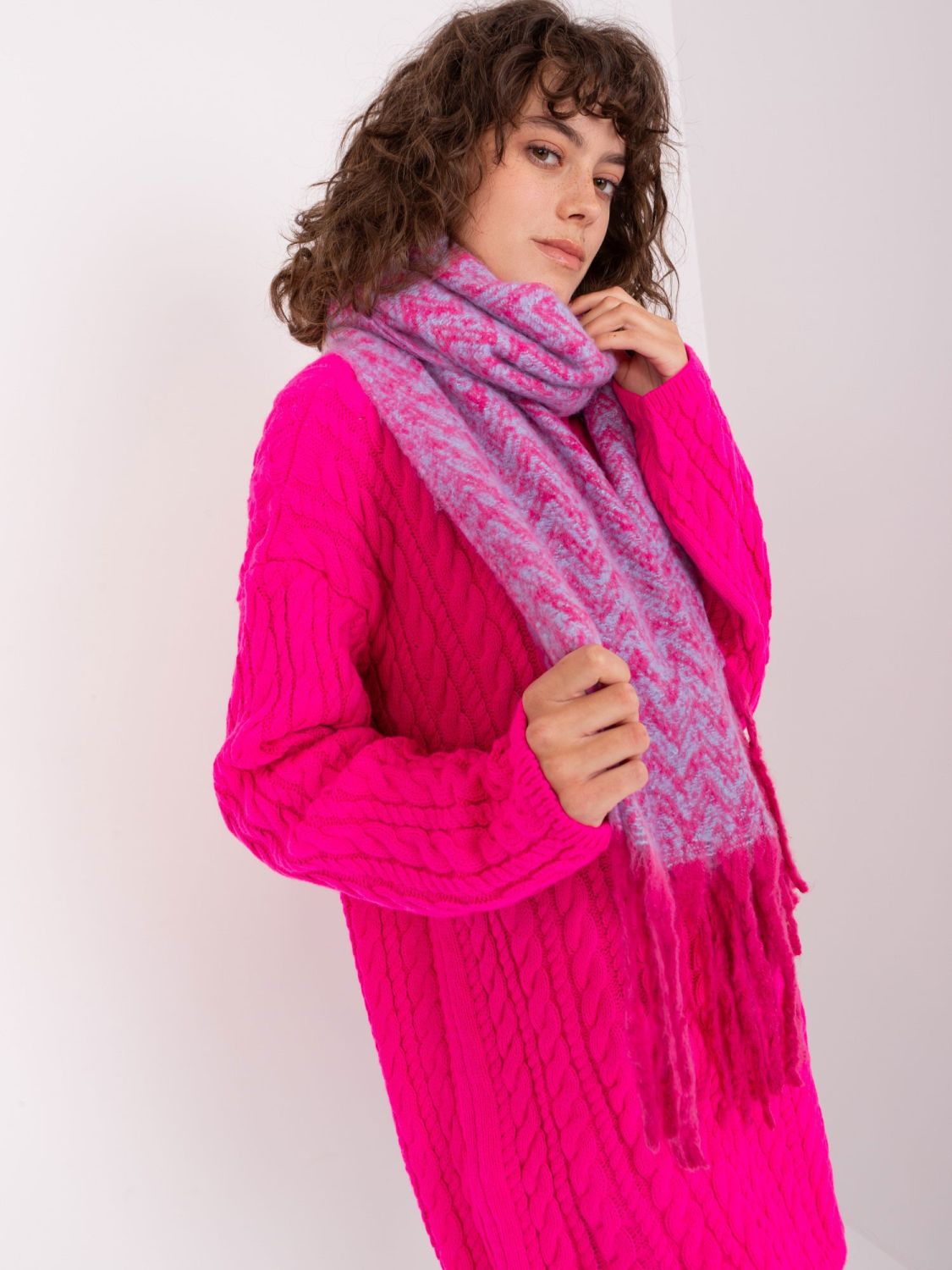 Pink-Blue Women's Knitted Scarf