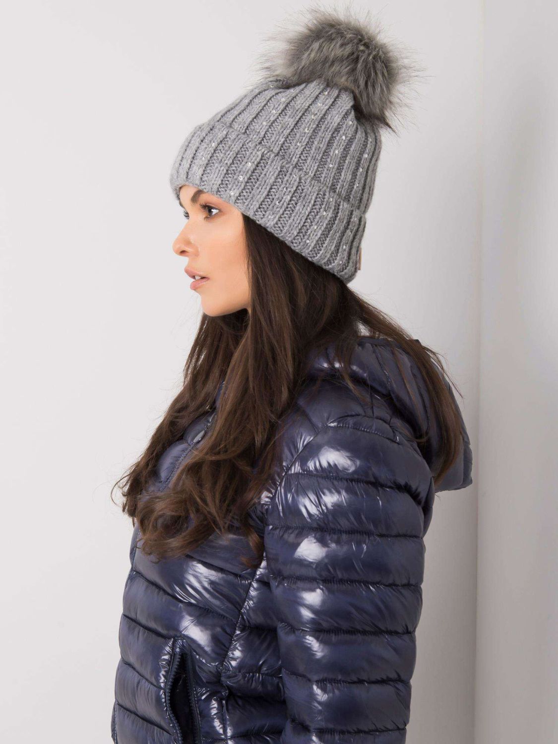 Gray Insulated Hat with Applications