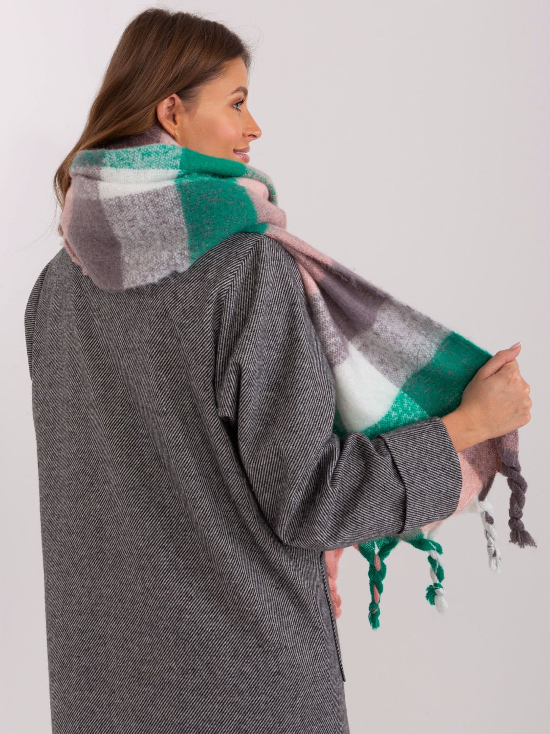 Green Scarf with Fringes