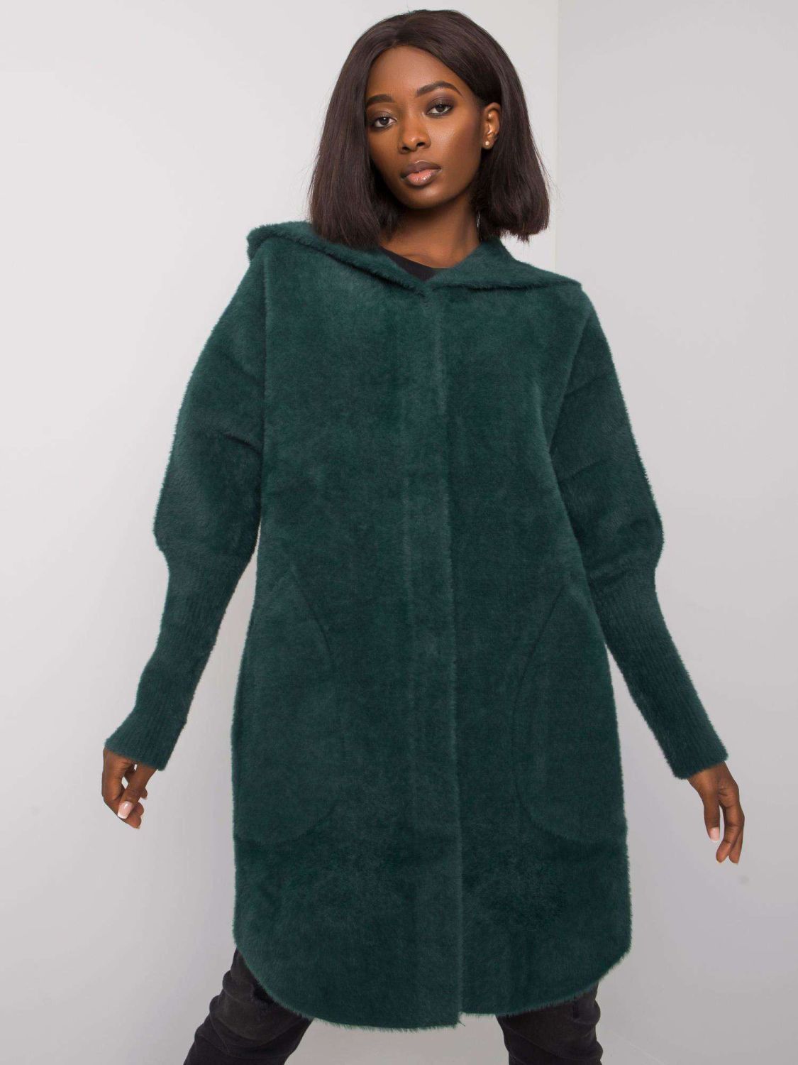 Green Alpaca Coat with Hood