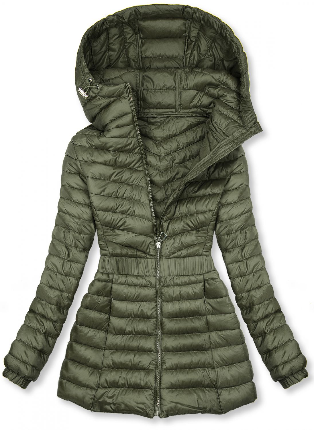 Olive-green  jacket with elastic waist