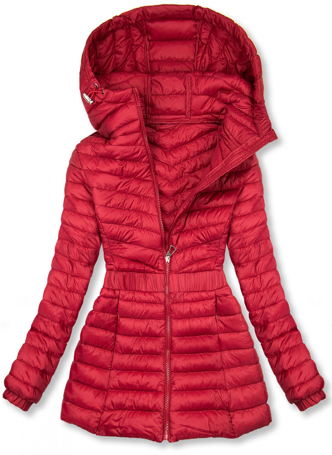 Dark red jacket with elastic waist