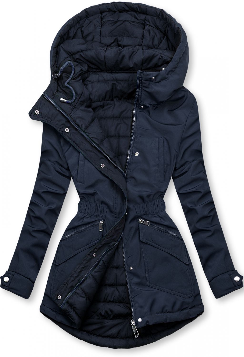 Reversible drawstring jacket in dark blue