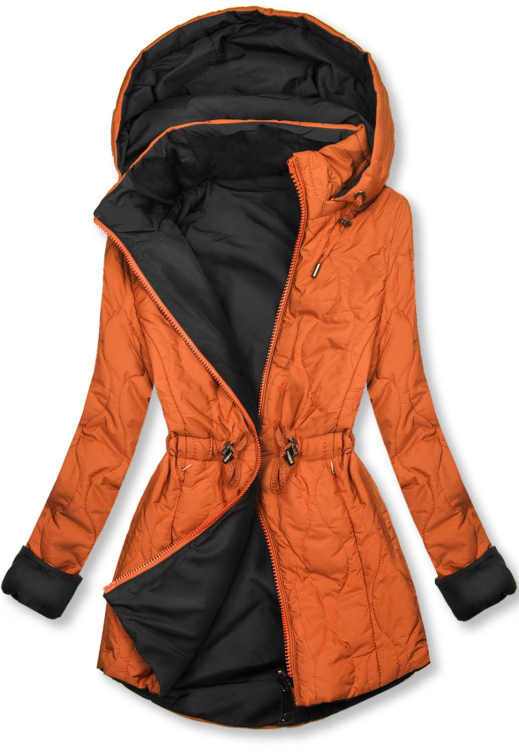 Reversible quilted parka orange/black