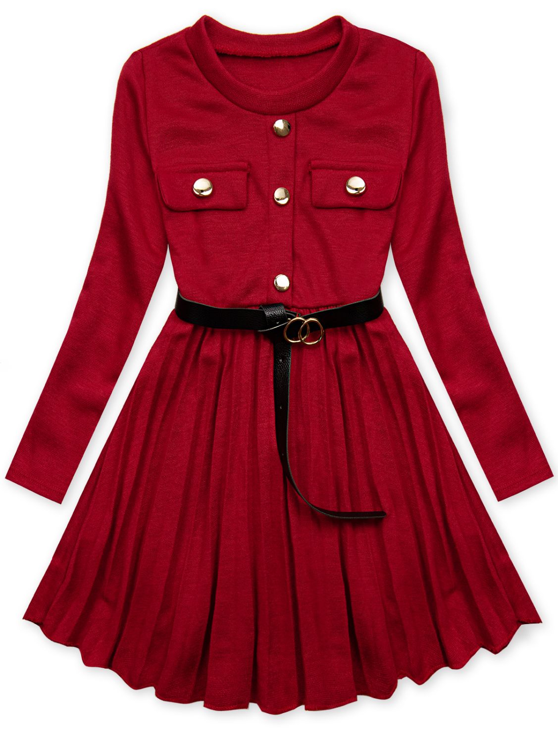 Red girl's dress with a belt