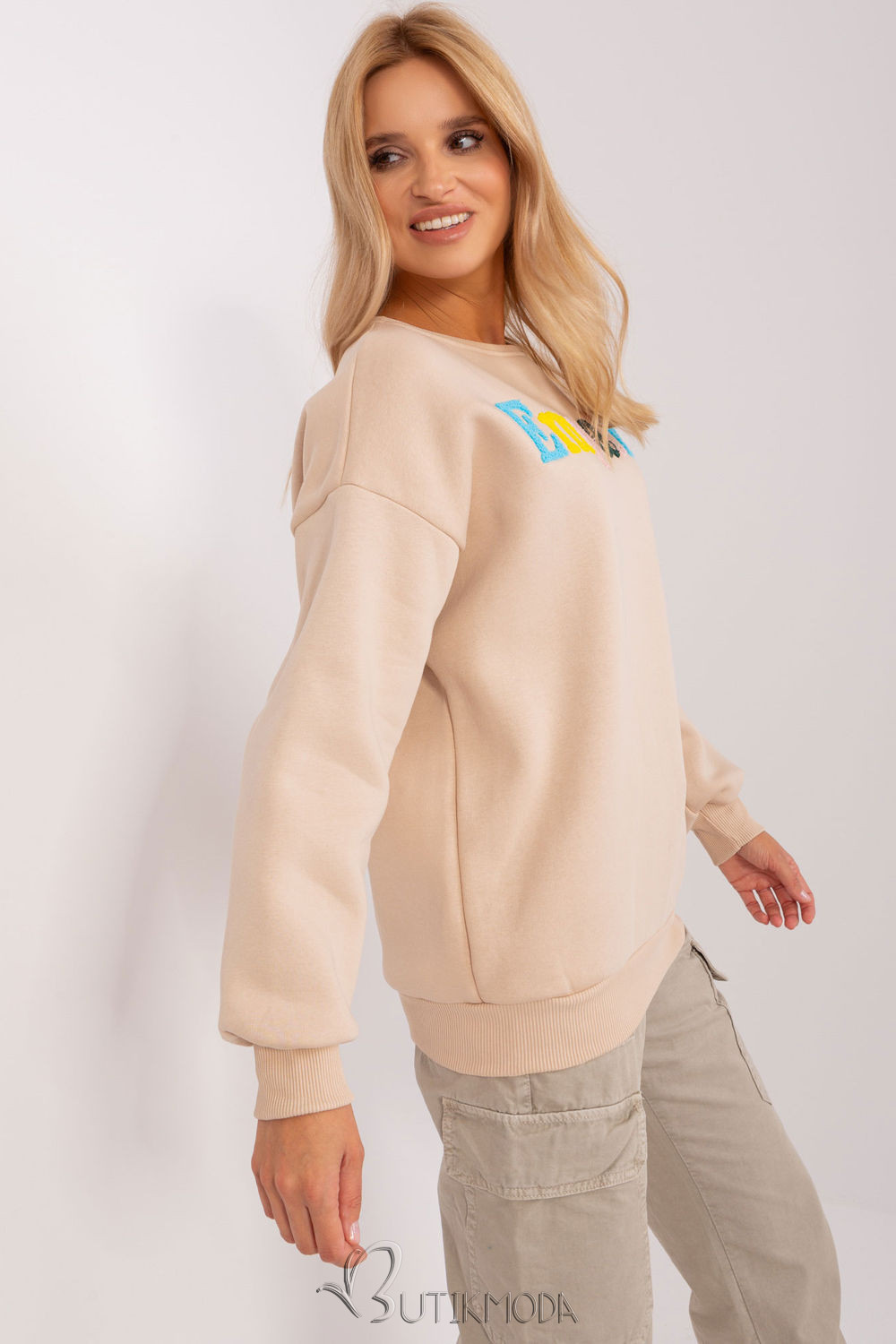 Beige Women's Sweatshirt with "Empathy" Print