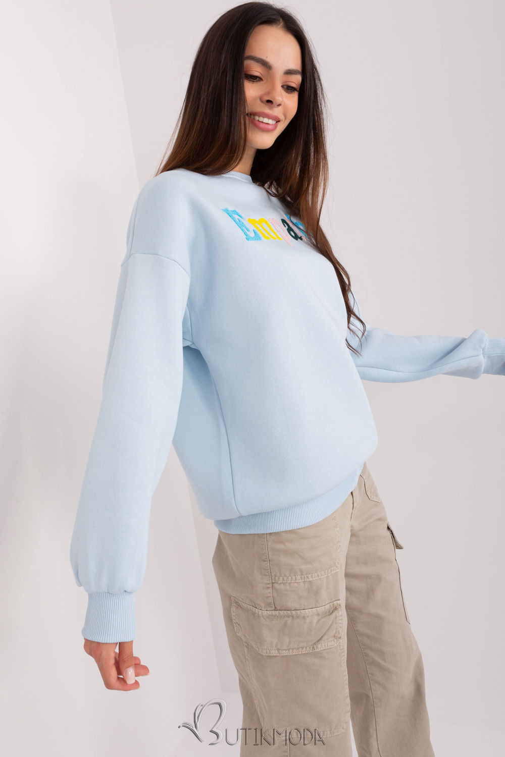 Women's Light Blue Sweatshirt with "Empathy" Print