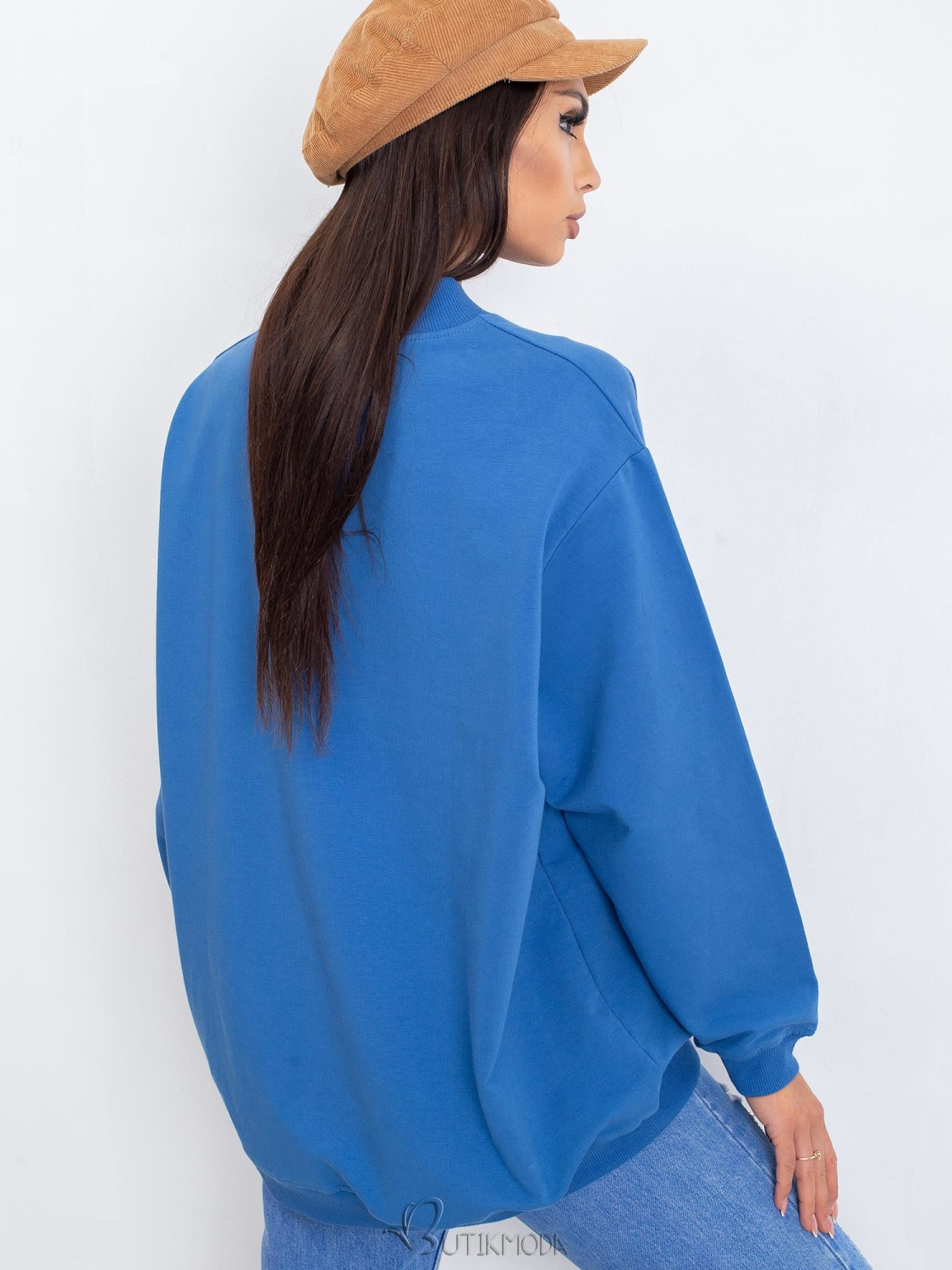 Blue Cotton Basic Sweatshirt