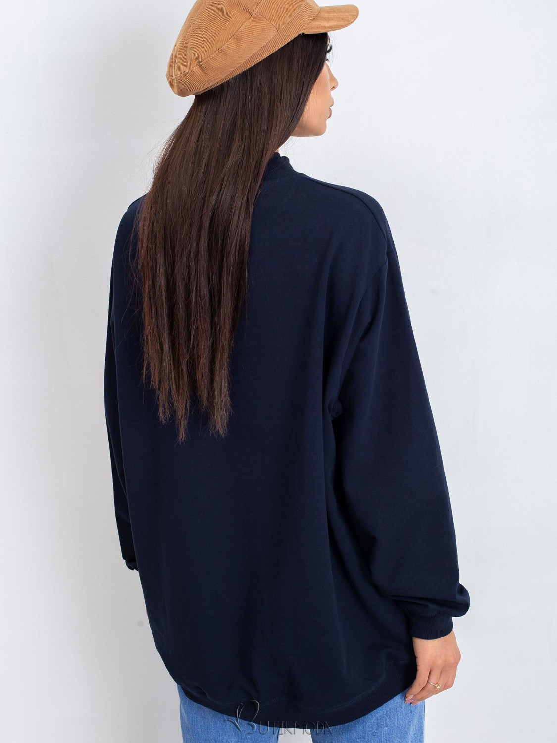 Navy Blue Cotton Basic Sweatshirt