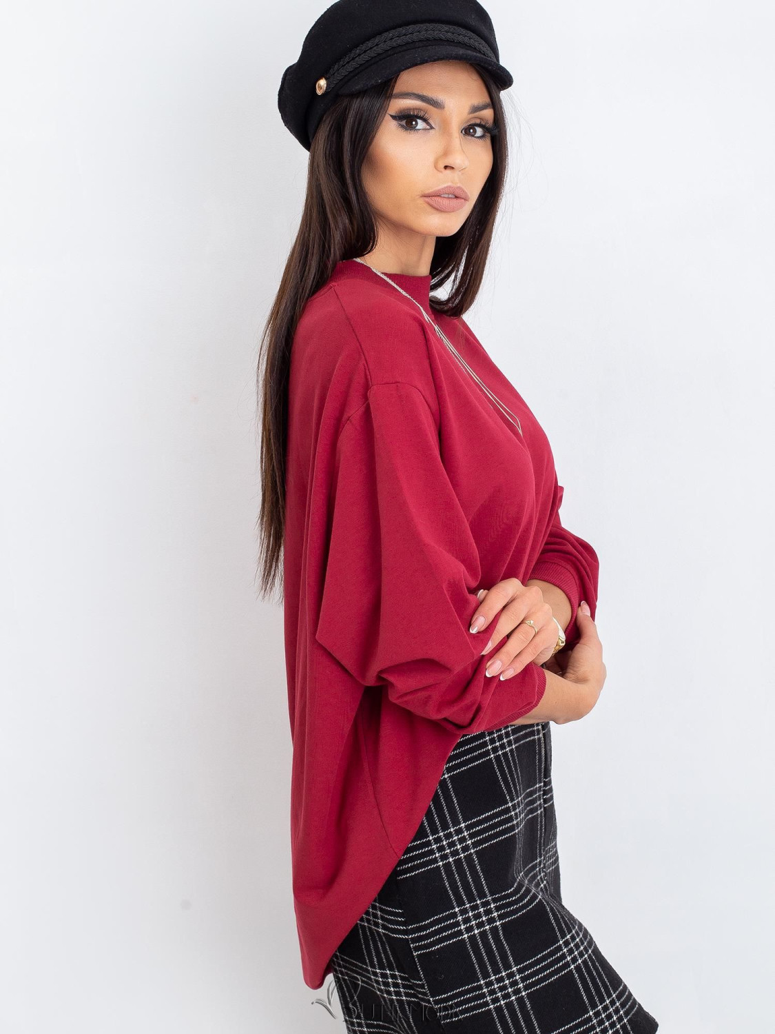 Bordeaux Cotton Basic Sweatshirt