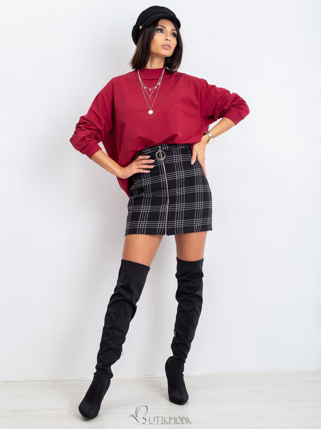 Bordeaux Cotton Basic Sweatshirt