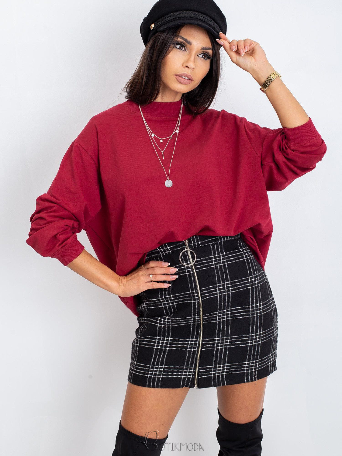 Bordeaux Cotton Basic Sweatshirt