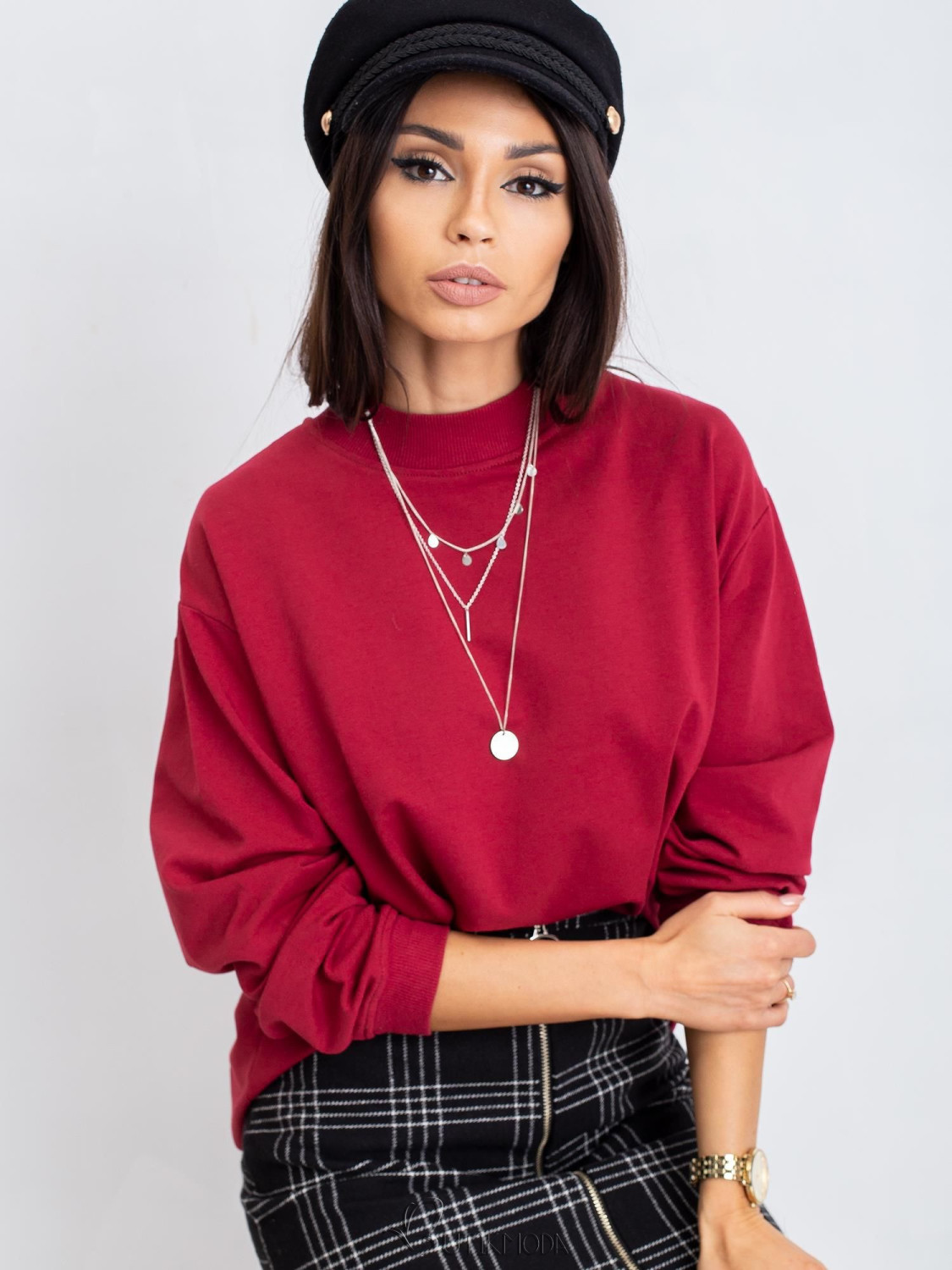 Bordeaux Cotton Basic Sweatshirt