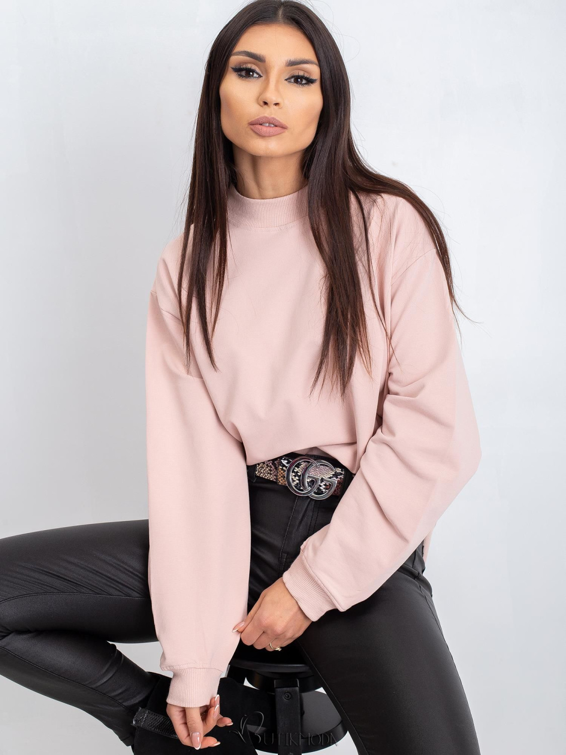 Pink Cotton Basic Sweatshirt