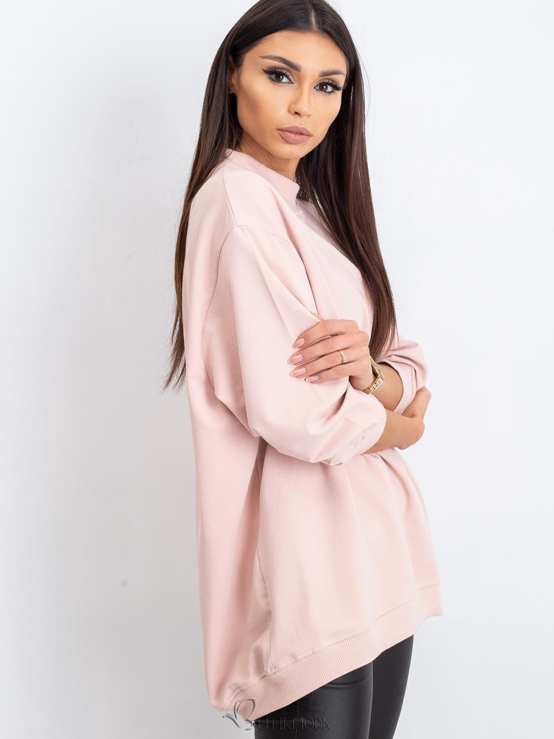 Pink Cotton Basic Sweatshirt