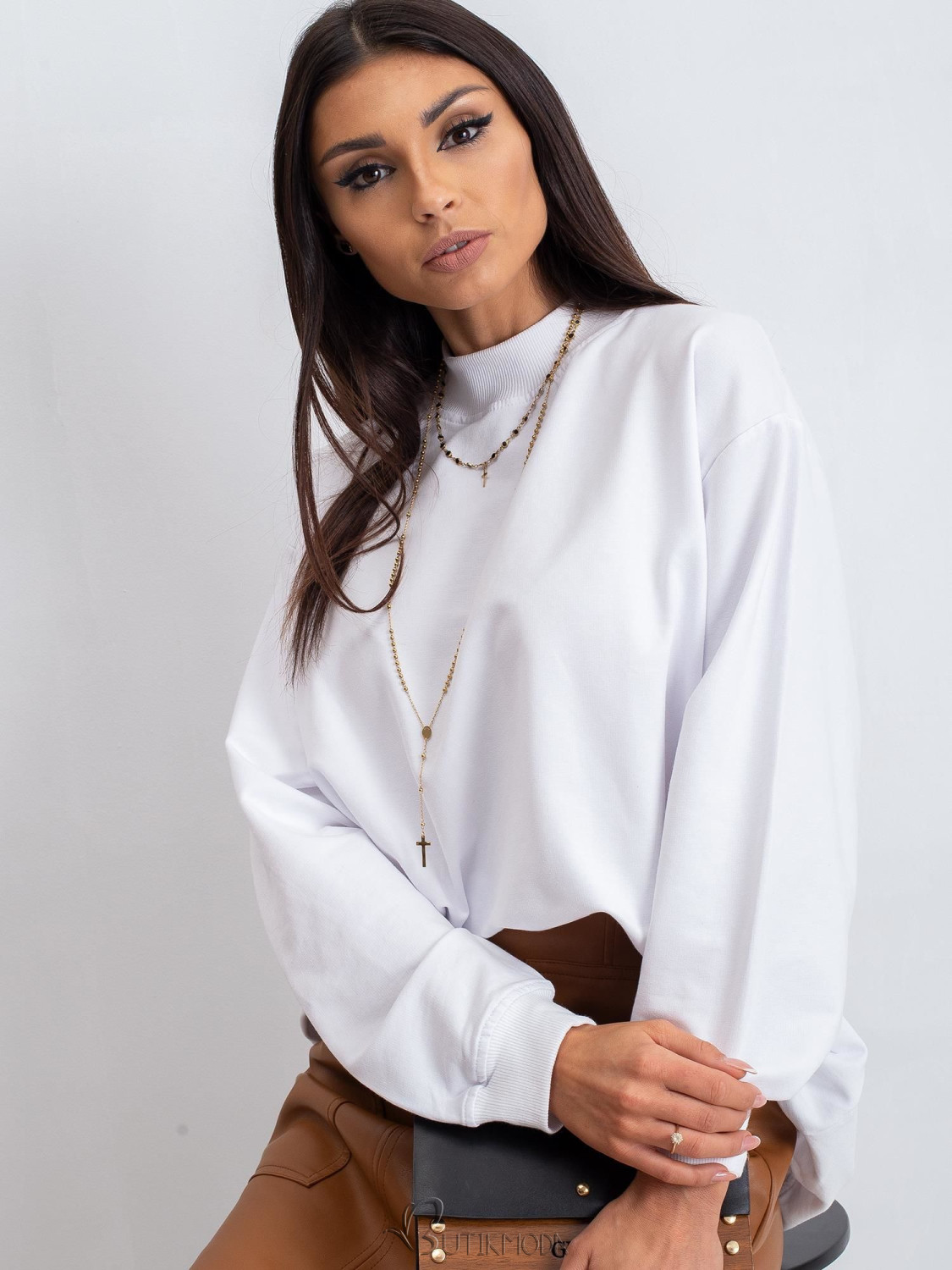 White Cotton Basic Sweatshirt